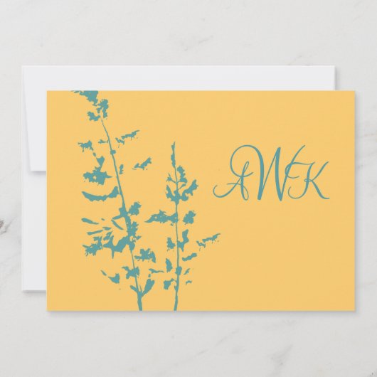 ティール（緑がかった色）&イエローカントリーフローラ結婚式招待状 招待状 (裏面)