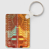 ティール（緑がかった色）イエロークールレトロステームパンクユニークモノグラム キーホルダー (裏面)