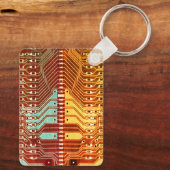 ティール（緑がかった色）イエロークールレトロステームパンクユニークモノグラム キーホルダー (裏面)