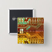 ティール(緑がかった色)イエロークールレトロステームパンクユニークモノグラム 缶バッジ (正面&裏面)