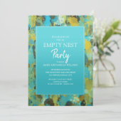 ティール(緑がかった色)イエローグリーン抽象芸術空のネストパーティー 招待状 (スタンド正面)