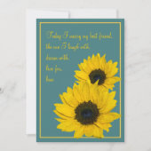 ティール（緑がかった色）イエローサンフラワー結婚式招待状 招待状 (正面)