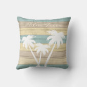 ティール(緑がかった色)/イエロー🏝パームツリー航海のビーチウッド アウトドアクッション (裏面)