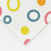 ティール（緑がかった色）イエローピンクオレンジ丸のドット フリースブランケット (角)