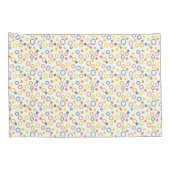 ティール（緑がかった色）イエローピンクオレンジ丸のドット 枕カバー (裏面-右)