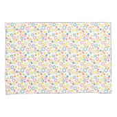 ティール（緑がかった色）イエローピンクオレンジ丸のドット 枕カバー (正面右)