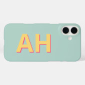 ティール（緑がかった色）イエローピンクモノグラムモダン Case-Mate iPhoneケース (裏面 (横))