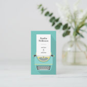 ティール（緑がかった色）イエローレトロタイプライタープロフェッショナルライター 名刺 (スタンド正面)