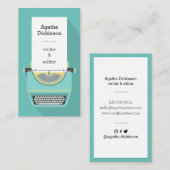 ティール（緑がかった色）イエローレトロタイプライタープロフェッショナルライター 名刺 (正面/裏面)