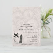 ティール（緑がかった色）イタリアパスポート結婚式招待状 招待状 (スタンド正面)