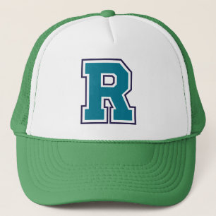 ティール(緑がかった色)イニシャル「R」 キャップ