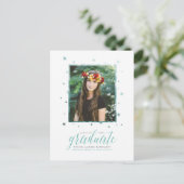 ティール（緑がかった色）インザスターズフォト卒業はがき インビテーションポストカード (スタンド正面)