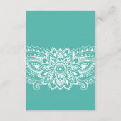 ティール（緑がかった色）インディアンペイズリー結婚の詳細挿入カード エンクロージャーカード (裏面)