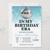 ティール(緑がかった色)イン私の誕生日時代の音楽 招待状 (正面)
