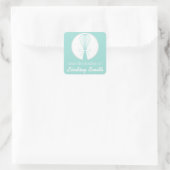 ティール(緑がかった色)ウィスクシルエットキッチンラベル スクエアシール (バッグ)