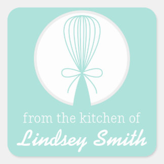 ティール(緑がかった色)ウィスクシルエットキッチンラベル スクエアシール