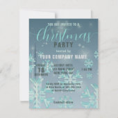 ティール（緑がかった色）ウィンタークリスマス企業のパーティの招待状 (正面)