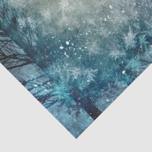 ティール(緑がかった色)ウィンターパインツリーフォレストデクページ 薄葉紙 (詳細)