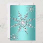 ティール（緑がかった色）ウィンターワンダーランドクリスマスホリデーパーティー2 招待状 (裏面)