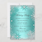 ティール（緑がかった色）ウィンターワンダーランドクリスマスホリデーパーティー3 招待状 (正面)