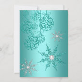 ティール（緑がかった色）ウィンターワンダーランドクリスマスホリデーパーティー3 招待状 (裏面)