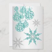 ティール(緑がかった色)ウィンターワンダーランドクリスマスホリデーパーティー4 招待状 (裏面)