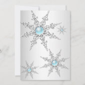 ティール（緑がかった色）ウィンターワンダーランドクリスマスホリデーパーティー4a 招待状 (裏面)