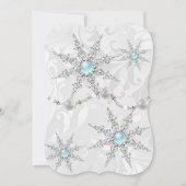 ティール（緑がかった色）ウィンターワンダーランドダマスホリデーパーティー 招待状 (裏面)