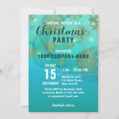 ティール(緑がかった色)ウィンター企業のクリスマスパーティの招待状 (正面)