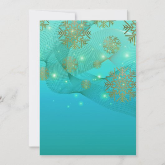 ティール(緑がかった色)ウィンター企業のクリスマスパーティの招待状 (裏面)