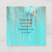 ティール(緑がかった色)ウェスタン素朴カントリーブルスカルひまわり花 スクエア名刺 (裏面)