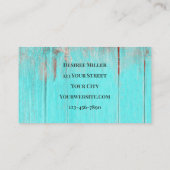 ティール(緑がかった色)ウェスタン素朴カントリーブルスカルひまわり花 名刺 (裏面)