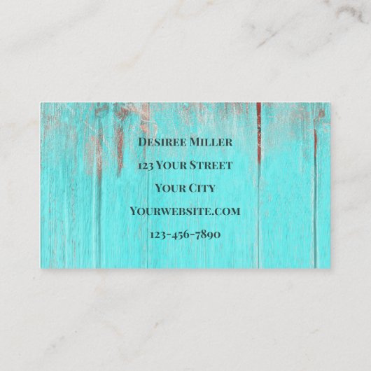 ティール(緑がかった色)ウェスタン素朴カントリーブルスカルひまわり花 名刺 (裏面)