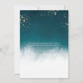 ティール（緑がかった色）ウォーターカラーゴールデン（ばちゃばちゃ）跳ねるキンセアニェラパーティー 招待状 (裏面)