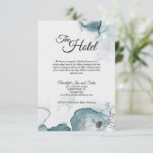 ティール(緑がかった色)ウォーターカラースケッチ結婚ズアコモデーション エンクロージャーカード (スタンド正面)