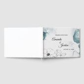 ティール(緑がかった色)ウォーターカラー結婚スケッチのゲストブック ゲストブック (全面)