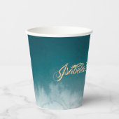 ティール（緑がかった色）ウォーターグラデーションカラーSweet 16 紙コップ (正面)