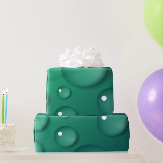 ティール（緑がかった色）ウォータードロップテクスチャ ラッピングペーパー (パーティーギフト)