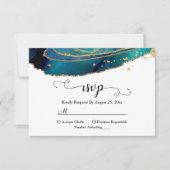 ティール(緑がかった色)ウオータカラー金ゴールドアゲイト 出欠カード (正面)