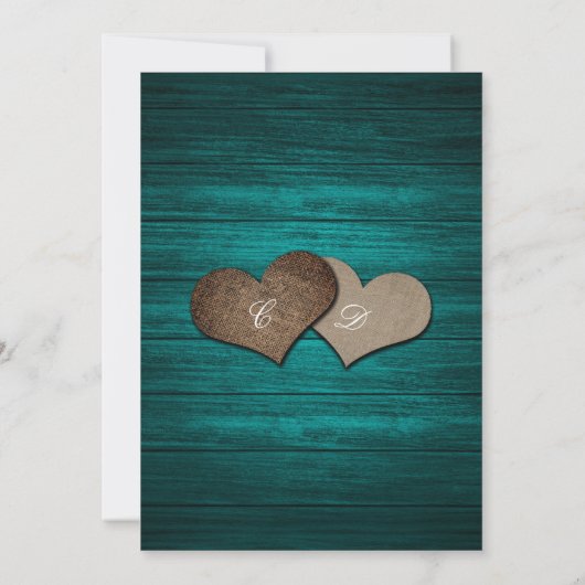ティール（緑がかった色）ウッドひまわり結婚の写真 セーブザデート (裏面)