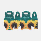 ティール（緑がかった色）ウッドひまわり結婚の花ありがとう フェイバーボックス (折り畳みなし)