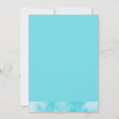 ティール（緑がかった色）ウッドウォーターカラー素朴ひまわり結婚の 招待状 (裏面)