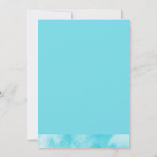 ティール（緑がかった色）ウッドウォーターカラー素朴ひまわり結婚の 招待状 (裏面)