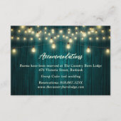 ティール（緑がかった色）ウッドカントリーウェディングホテルアコモデーションカード エンクロージャーカード (正面)