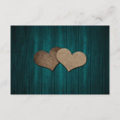 ティール（緑がかった色）ウッドカントリーウェディングホテルアコモデーションカード エンクロージャーカード (裏面)