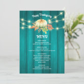 ティール(緑がかった色)ウッドグレインパンプキン秋感謝祭メニュー メニュー (スタンド正面)