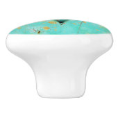 ティール（緑がかった色）ウッド素朴ハートノブ セラミックノブ (側面)