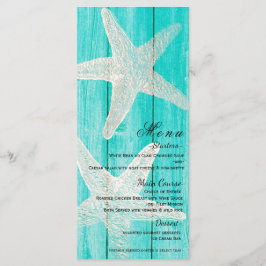 ティール（緑がかった色）ウッド&スターフィッシュエレガントビーチメニューカード メニュー