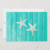 ティール（緑がかった色）ウッド&スターフィッシュビーチエレガント招待状 招待状 (裏面)