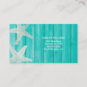 ティール(緑がかった色)ウッド&スターフィッシュビーチシエレガントックトロピカル 名刺 (裏面)